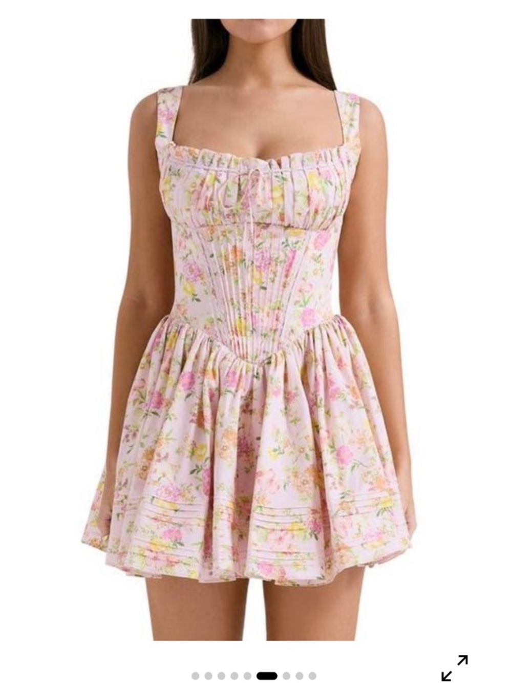 Like new! House of CB Pink Meadow Print Cotton Mini Dress Floral Corset! Size S! - Picture 7 of 11